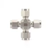 Cross-Type Tube Fitting with Dual Ferrules