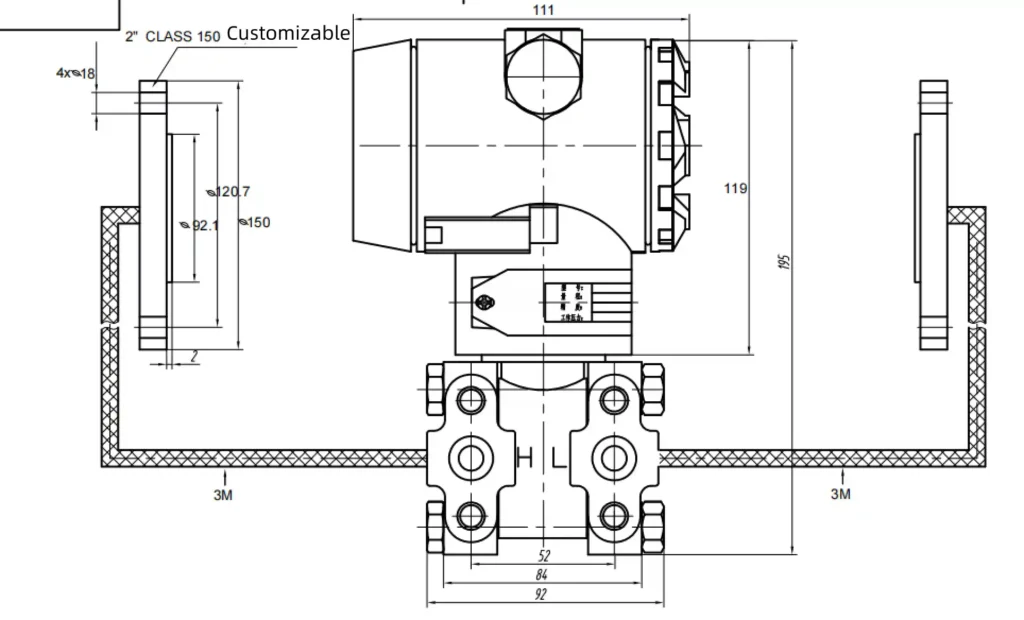 Structure of Dual Flange Differential Pressure Transmitter
