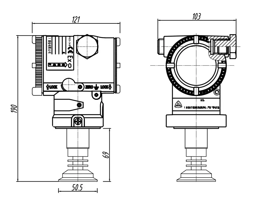 Structure of a Sanitary Pressure Transmitter