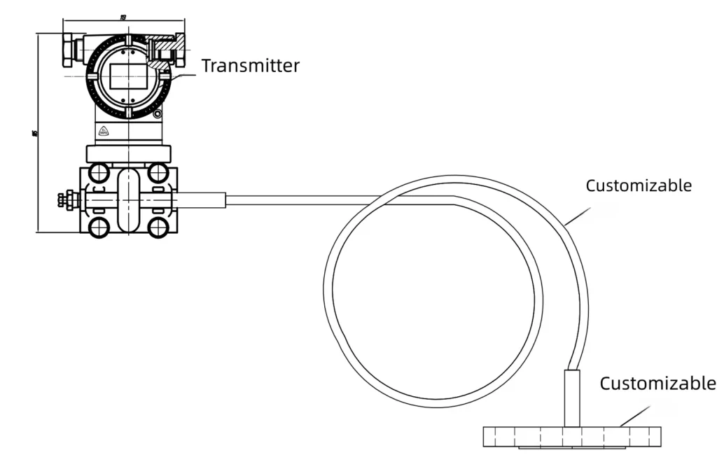 Structure of capillary differential pressure transmitter