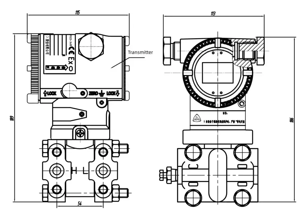 Structure of differential pressure transmitter